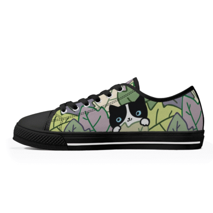 Peeking Tuxedo Cat Edition | Cute Cat Custom Shoes & Low Top Sneakers