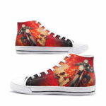 Flaming Hell Rider Skull Biker Shoes | Custom Canvas Shoes Women & Men