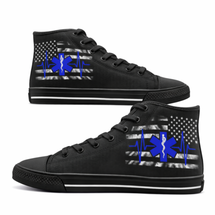 EMS Star of Life Heartbeat | Custom EMT Shoes & Canvas Shoes Women