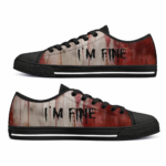 "I'm Fine" Bloody Splatter Edition | Custom Horror Shoes & Low Top Sneakers