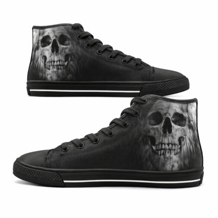 Dark Realistic Gothic Skull High Tops | Custom Canvas Shoes Women & Men
