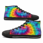 Psychedelic Spiral Rainbow Tie Dye Shoes | Custom Canvas Shoes Women & High Tops