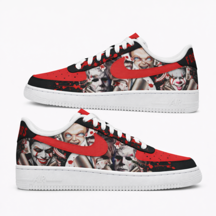 Horror Legends "Slasher Squad" Personalized Air Force Ones – Myers, Chucky & Pennywise Blood Art