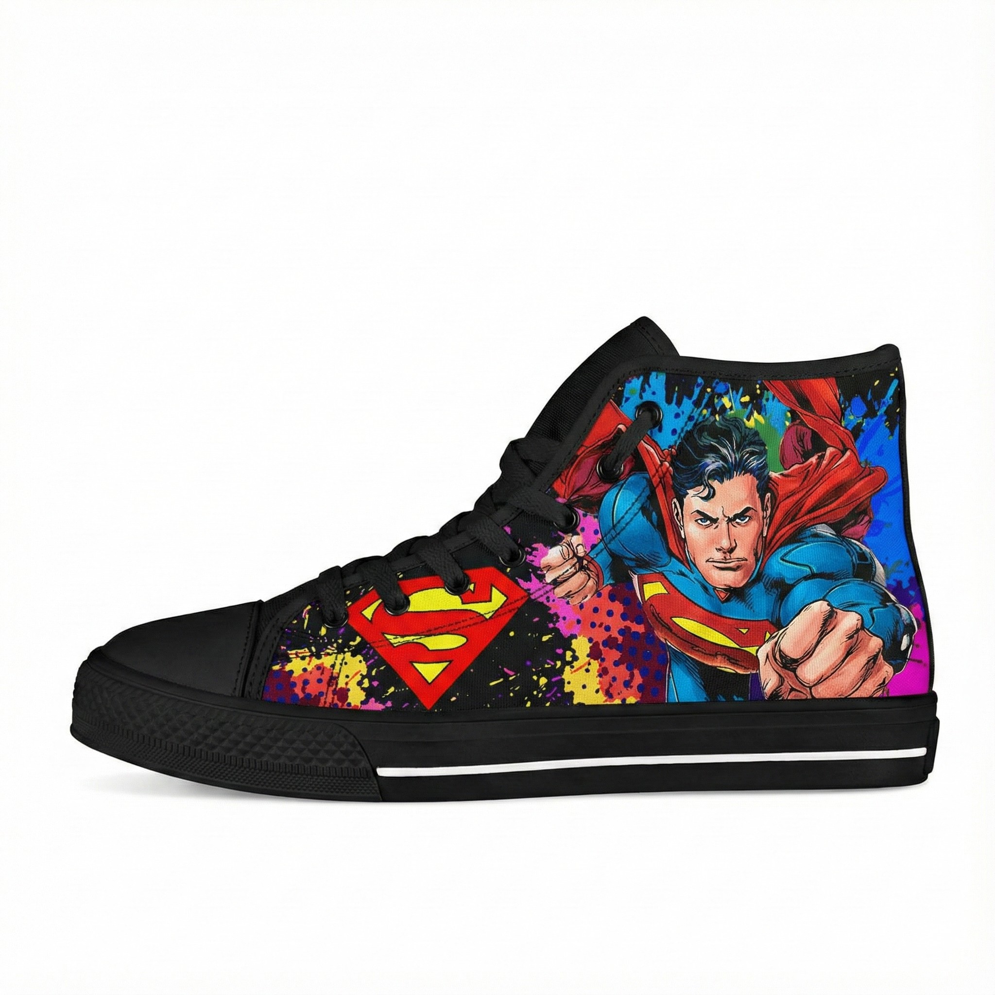 Gemini_Generated_Image_xkk2s1xkk2s1xkk2 Man of Steel Comic Edition | Superman Custom Shoes & Canvas High Tops - Image 1