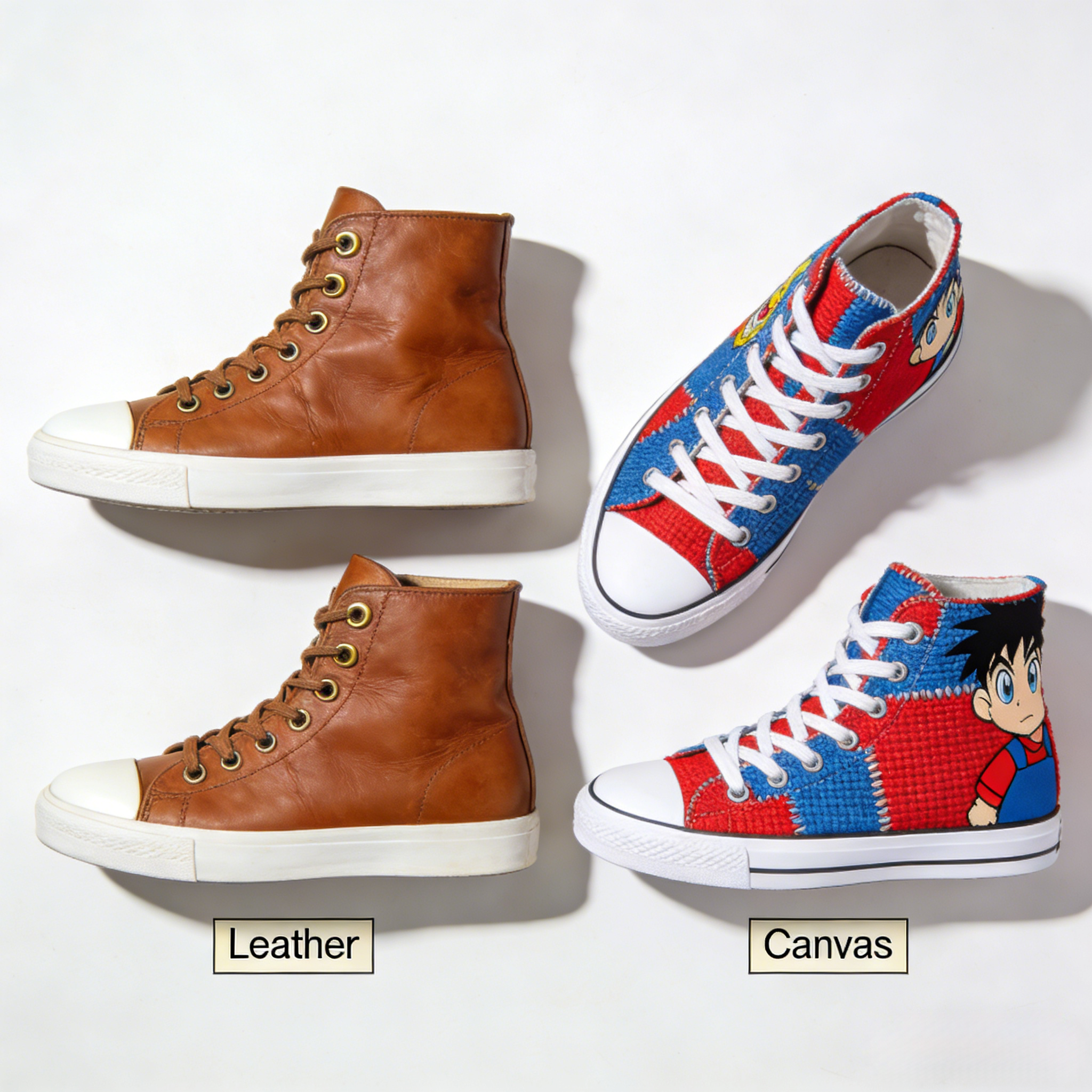 Old school high tops compare Canvas vs Leather